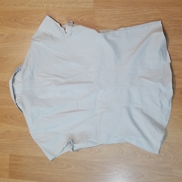 New York and company stretch cream button up short sleeve blouse medium - Picture 6 of 10